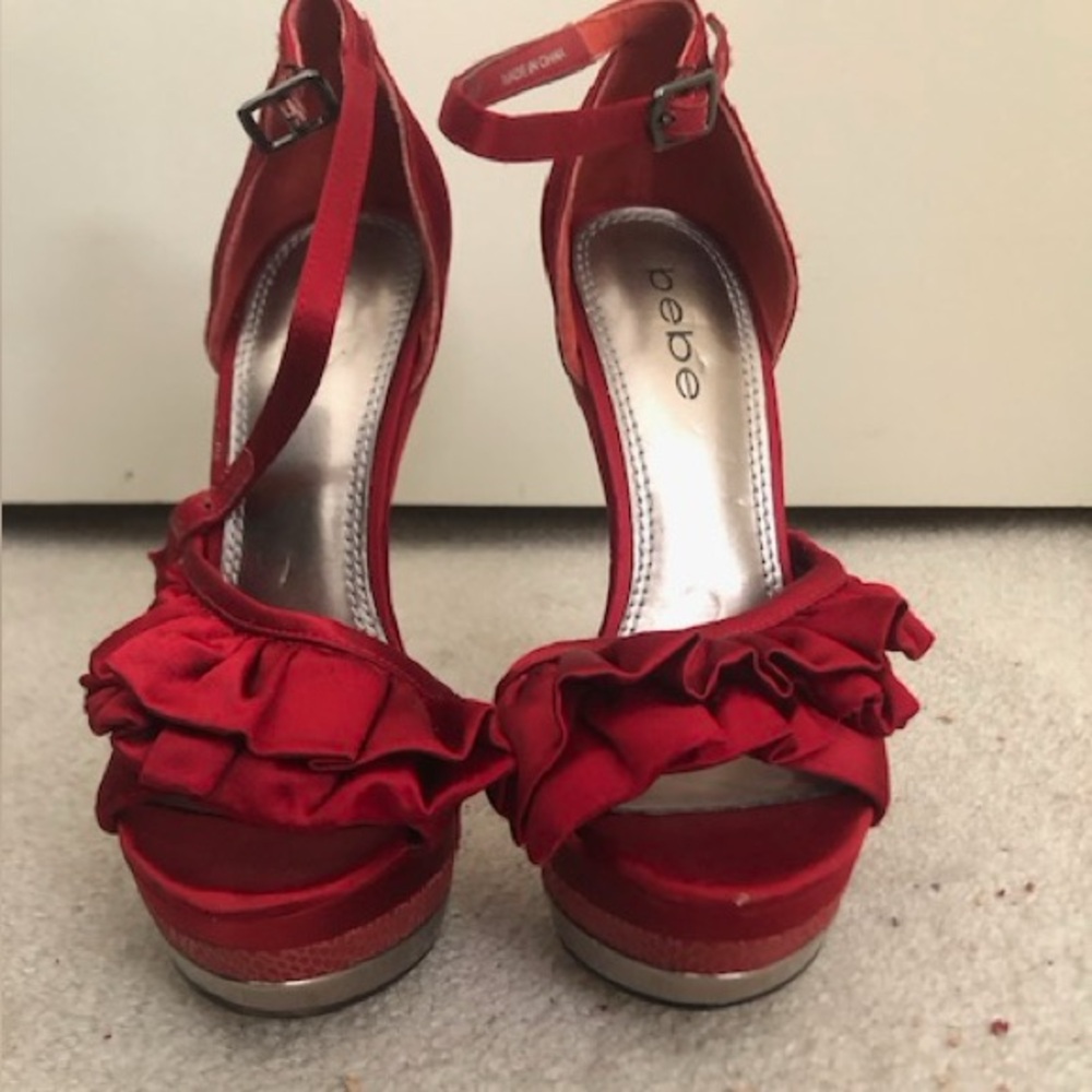 Bebe Satin Red Heels
